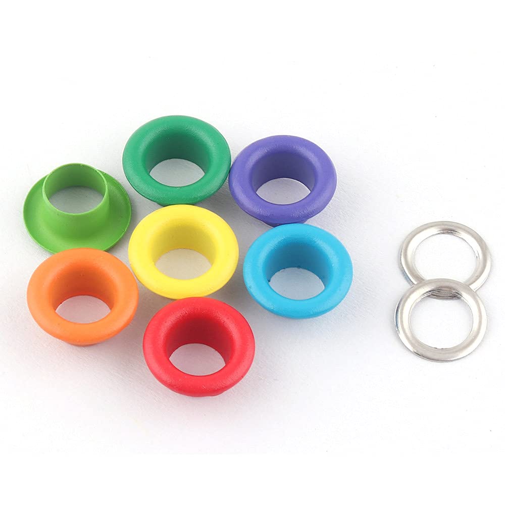 5mm Tiny Colorful Eyelets Grommets with washers Metal Grommets Rivets Metal Jewelry Eyelets for Canvas Purse Clothes Leather Shoes Supply 100pcs (Blue)