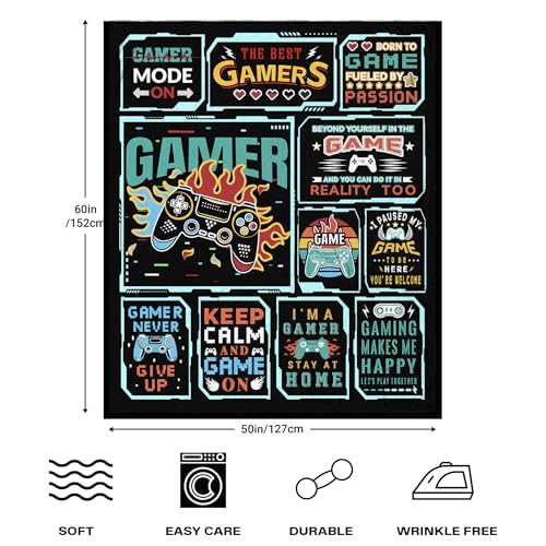 Image of Game Controller Blanket for Boys Men, Soft Cozy Gaming Throw Blanket for Couch Travel, Gamer Gifts for Men Kids Teen Dad Son Boyfriend Birthday Easter Christmas Graduation Room Decor 50x60 Inches