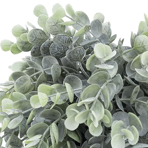 MyGift Artificial Eucalyptus Plant in Modern Gray Concrete Pots with Geometric Embossed Pattern (1, Grey) - Image 6