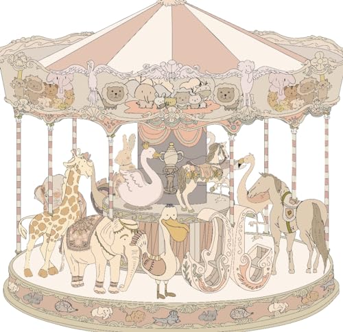 HGHG New Carousel Swaddles Soft Baby Muslin Swaddle Blanket (Carousel Light Pink)