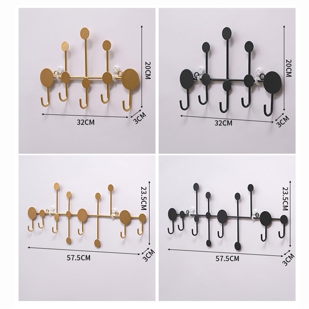 Perchero de Montaje Perchero Creativo de Pared for Entrada, de Metal, for Colgar Abrigos, Chaquetas, Ropa y Sombreros. Percheros Pared(Gold,Grande)