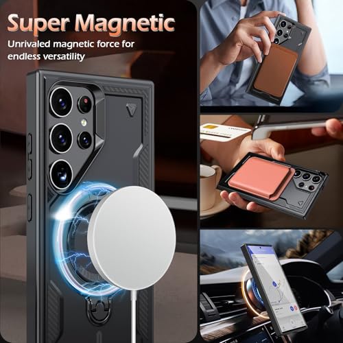 Image of for Samsung Galaxy S22 Ultra Case Magnetic with stand [with Mag-Safe] [with Screen Protector] Wireless Charging, Shockproof Galaxy S22 Ultra 5G Case, Ring Holder Phone Cover for Samsung S22 Ultra