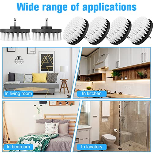 Drill Brush Attachment Power Scrubber Cleaning Kit Multi Purpose Drill Brush Set Drill Scrubber Brush Kit Cleaning Brushes For Drill Bathroom Surfaces Tub Grout Shower Kitchen (White, 6 Pcs) #TOP5