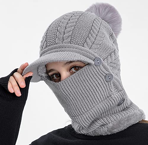 Gorro de invierno femenino tipo slouchy con bufanda y mascarilla miniatura 4