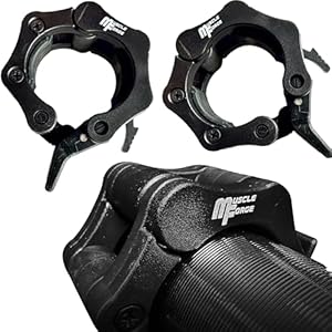 MuscleForge® Olympic Barbell Collars, 50mm Gym Weight Bar Clips, Quick Release Barbell Clamps for Olympic Bar, Securely Fastened 2 pcs.