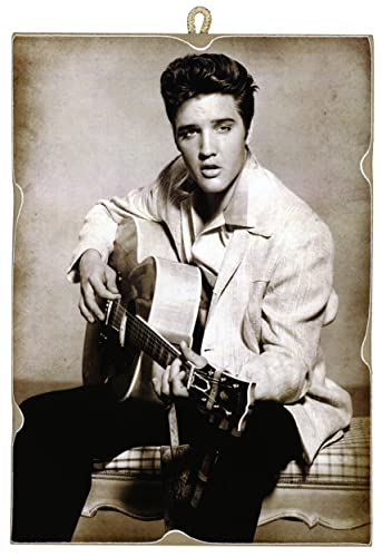 KUSTOM ART Cuadro cuadro de estilo vintage de la serie de actores famosos de Hollywood Elvis Presley, impresión de colección sobre madera, 25 x 18 cm.
