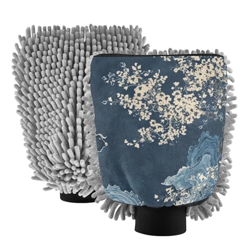 IOACIY Absorbent Microfiber Car Wash Drying Mitts, 2 Pack, Scratch-Free & Lint-Free, Rich Foam, Highly Absorbent, Double Sided, Wash Mitt Perfect for Car Washing, M, Cow (7)