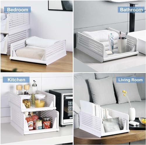 Image of Wardrobe Organizer For Storage TEKCOOL Storage Organizer | Wardrobe Organizer For Clothes | Cupboard Organizer | Foldable Shirt Stacker Box | Cloth Box for Almirah | Closet Storage Basket | Pack of 1;