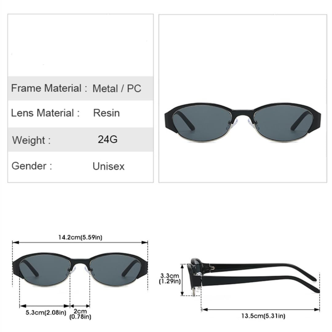 Moda Ovale Occhiali Da Sole Donne Mezza Telaio Sfumature Uv400 Occhiali Femminile Retrò Punk Uomini Occhiali