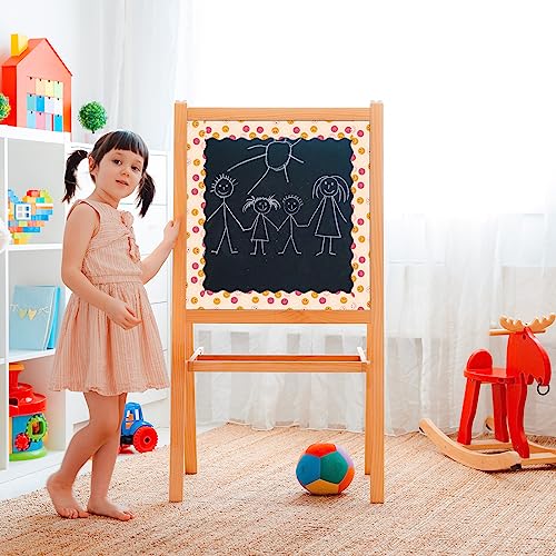 Image of Whaline 196.8ft Boho Bulletin Board Borders Daisy Flower Checked Die-Cut Scalloped Stripes Retro Groovy Rolled Trim for Back to School Classroom Teacher Supplies Office Chalkboard Decoration, 6 Rolls