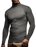Leif Nelson Herren Rollkragenpullover Rollkragen-Pullover Slim-Fit Männer Rolli Longsleeve Langarm Männer LN8118 Anthrazit Medium