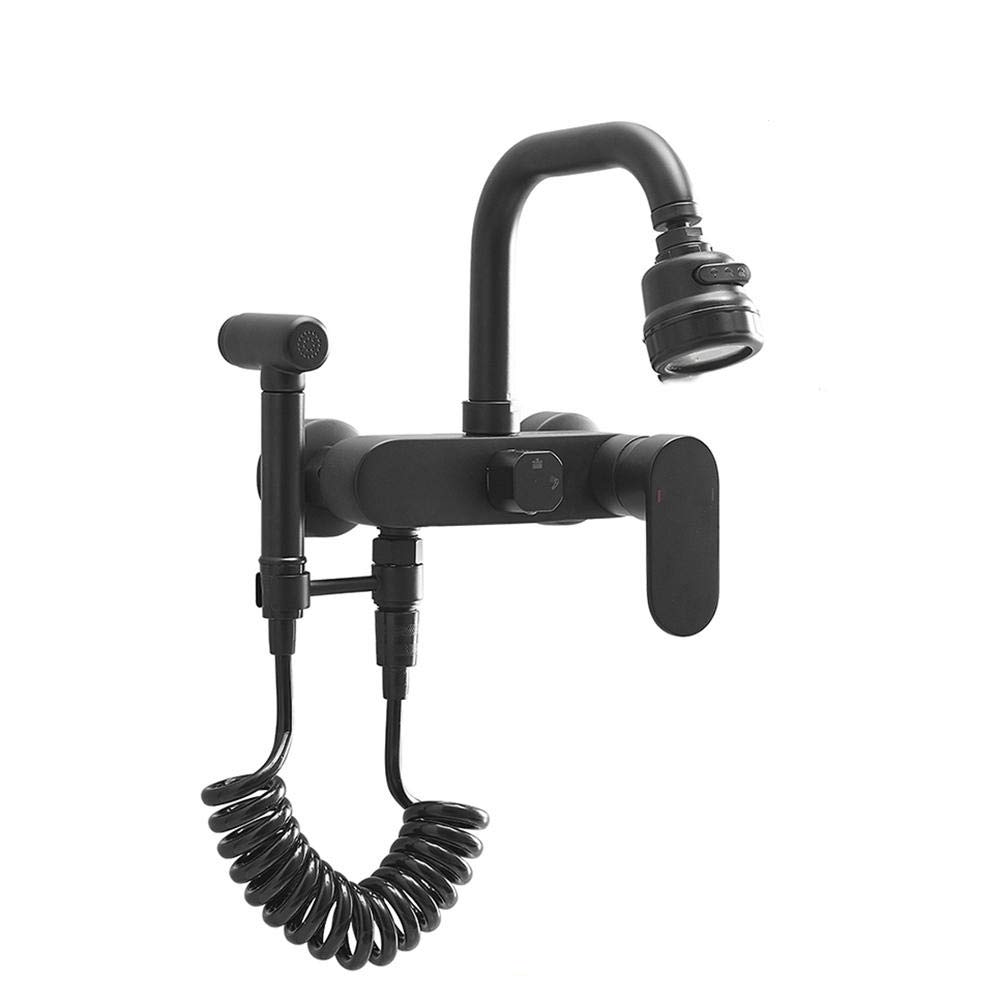 Robinet d'évier de cuisine mural noir pour optimiser le lavage des plats