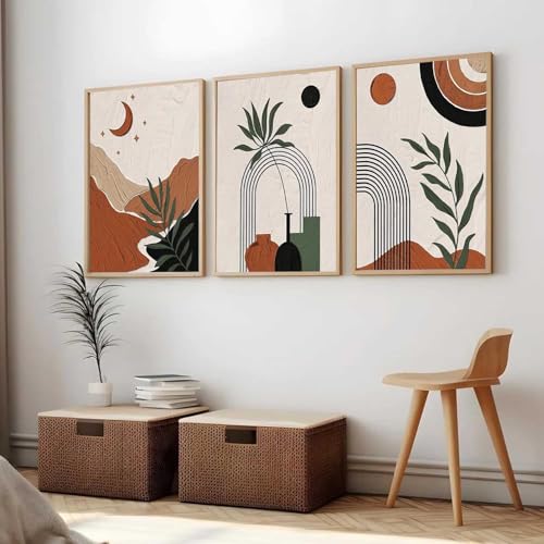 Image of kotart Boho Painting Wall Art Home Decoration Paintings With Frame For Living Room Bed Room Hotel Wall Decor Digital Reprint Set of 3 (19X25 inch)