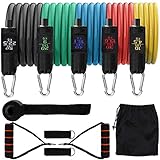 Hiveseen Bandas Elásticas Fitness 150LBS, Set Bandas de Resistencia 11 PCS, 5 Tubos de Látex con Ancla de Puerta y Manijas, Entrenamiento de Resistencia para Fitness, Yoga, Rehabilitación