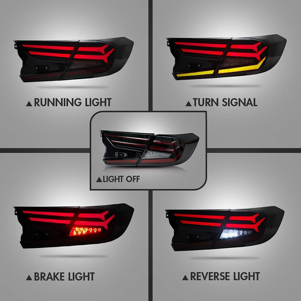 Tail Lights for Honda Accord 2018-2022 LX Sport EX EX-L Touring 10th Gen LED Taillights Passenger&Driver Side Rear Lamp 1 Pair