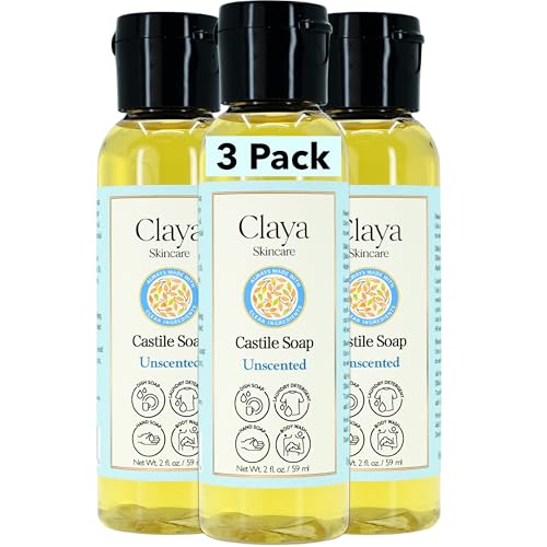 Image of Claya Unscented Liquid Castile Soap- Travel size 3pack