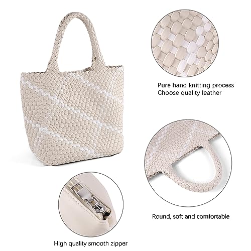 Image of Woven Tote Bag Womens Purse Woven Bags for Women Large Summer BeachTote Bags Vegan Leather Shoulder Handbags Travel Totes | Woven Bags