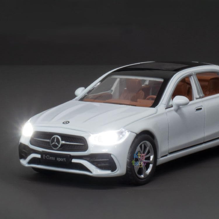 Image of Bebbly 1:32 Scale Mercedes Benz E-Class E300L Toy Car | Metal Pullback Diecast Car for Kids with Openable Doors, Sound, Light Effects Toy for Car Enthusiasts (Color As Per Available),blue