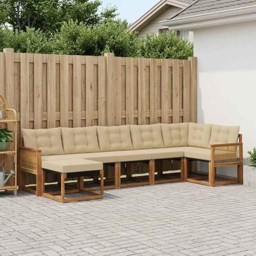 Ensemble de canapés d'extérieur 7 pcs naturel et beige pour salon de jardin moderne - 3