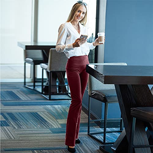 Houmous S-Xxxl 29''31''33''35'' Inseam Women's Cotton Bootcut Pants Inner Pocket(Regular-33 Inseam-Wine Red, Xxx-Large) #TOP1