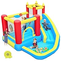 DIYJOTOFUN hüpfburg Kinder mit rutsche und kletterwand, hüpfburg gebläse inklusive, innen und außen hüpfmatratze für Kinder Bouncy Castle 3-10 Jahre 274 x 310 x 218 cm Indoor Outdoor hüpfburgen