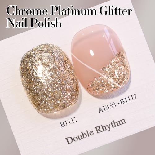 Esmalte de uñas de gel con purpurina Double Rhythm magnético de 15 ml para manicura 5