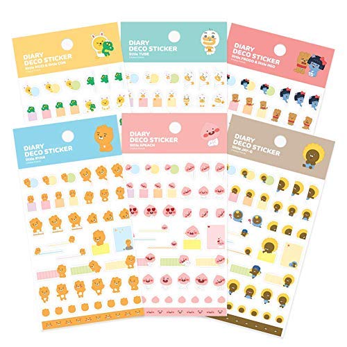Kakao Little Friends Carton Designs Life Planner Calendar Journal Diary Deco Stickers - 6 Sheets, 240 Stickers