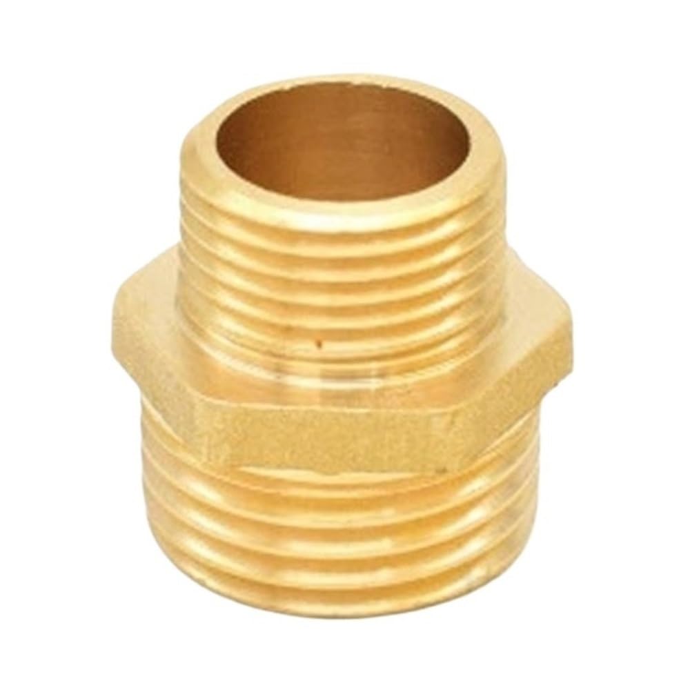 Brass Hex Nipple Fittings Quick Coupler Adapter for Water and Oil, 1pc Smooth Flow Connector(3/4inx1/2inx30mm)