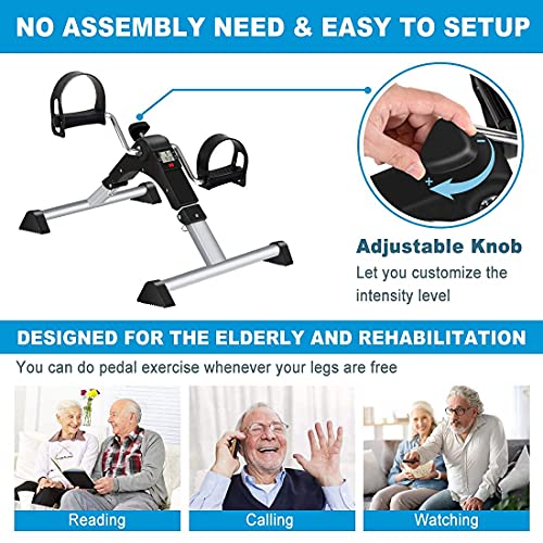 Tabeke Pedal Exerciser, Under Desk Bike Stationary Pedal Exerciser For Arm And Leg Workout, Portable Folding Sitting Desk Cycle #TOP5