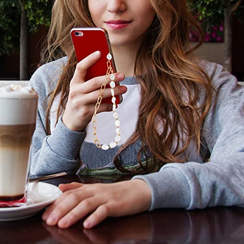 Ikasus Mobile Phone Lanyard Metal Chain Pearl Beads Chain Universal Phone Lanyard Wrist Strap Anti Lost Phone Charm Strap Phone Decorations Charm Keychain For Women Teen Girls Phone Bracelet #TOP3