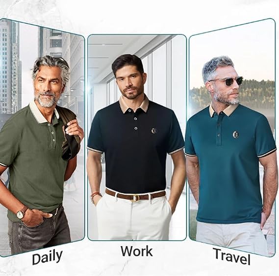 2PCS Men's Ice Silk Breathable Embroidered Polo, Gentclassic - Men's Breathable Ice-Silk Stretch Shirt (4XL,05)