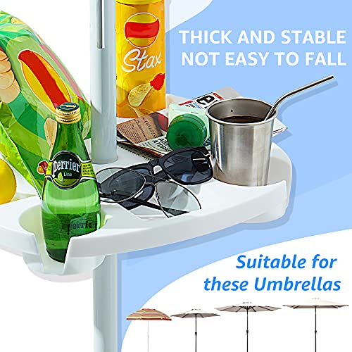 Rowhy Patio Umbrella Table Tray Adjustable 23 Inches Accessory for Outdoor Market Umbrella Beach Umbrella, white