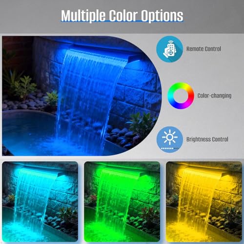 AquaMiracle Complete Outdoor Pond Waterfall Kit with LED Light | 4-Stage Filtration System | 12" Stainless Steel Spillway with 850GPH Water Pump | for Garden Backyard Koi Pond Pool Decoration by AquaMiracle - Image 5