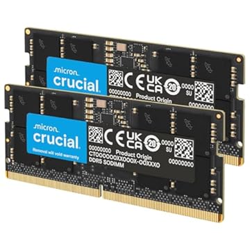 Crucial RAM 32GB Kit (2x16GB) Memória DDR5 4800MHz CL40 Laptop CT2K16G48C40S5