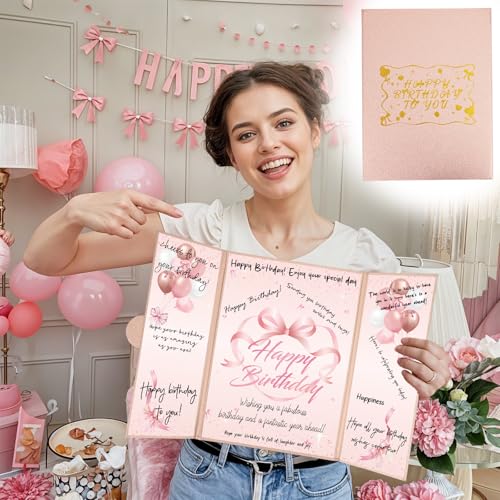 Image of Bow Birthday Decorations for Girls Women Rose Gold Happy Birthday Guest Book to Sign Coquette Birthday Alternative Signature Guestbook Gifts Keepsake Pink Bow Heart Memory Book Card Board Party