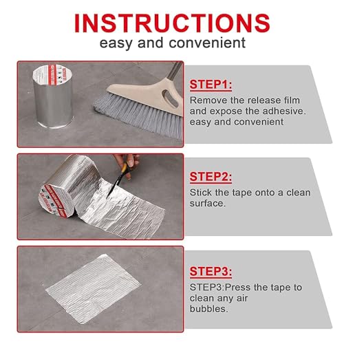 Image of Rewup Super Strong Adhesive Waterproof Permanent Repair Aluminum Butyl Tape Rubber Foil Suitable for Roof Leak, surface Crack, Window Sill Gap, Boat Sealing, Home Renovation 5 cm