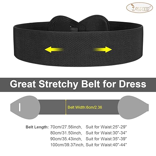 JASGOOD 2 Pack Women Stretchy Belts for Dress Vintage Wide Elastic Waist Belts4
