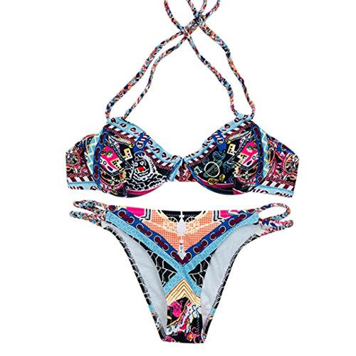 Bikini Bañadores Deportivas Mujer Conjunto de Bikinis para Mujer Conjunto de Bikini de Traje de baño de Mujer Sujetador Push-up con Relleno Sexy bañador de baño Xinantime (XL, Multicolor)