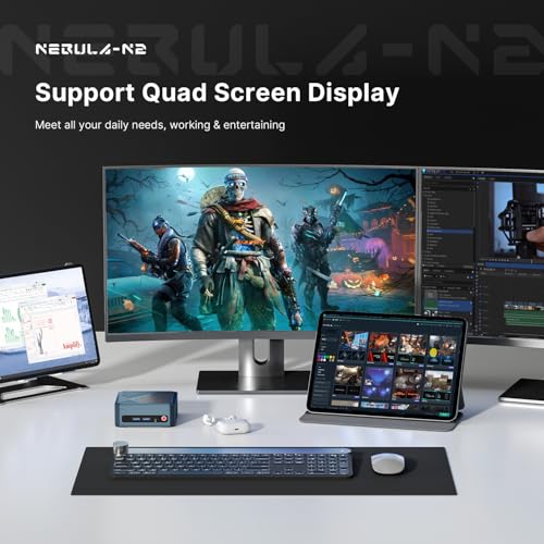 Image of N2 11 Pro Mini PC, Ryzen 5 6600H (up to 4.5GHz), 32GB DDR5 512GB PCIe SSD Mini Desktop Computers, USB4 /Quad 4K Display /Wi-Fi 6E /BT 5.2 /2.5 Gigabit LAN Mini Gaming PC, School & Office