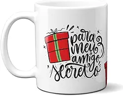 Caneca Xícara Porcelana Presente Natal Amigo Secreto