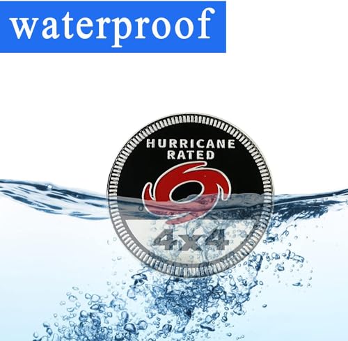 Image of Hurricane Badge Rated Car Emblem, 4 x 4 Metal Automotive Badge 3D Metal Car Badges Emblems Round Emblem Decals Car Badge Decals Stickers Compatible with for Jeep Wrangler Vehicles Trucks SUV Decals