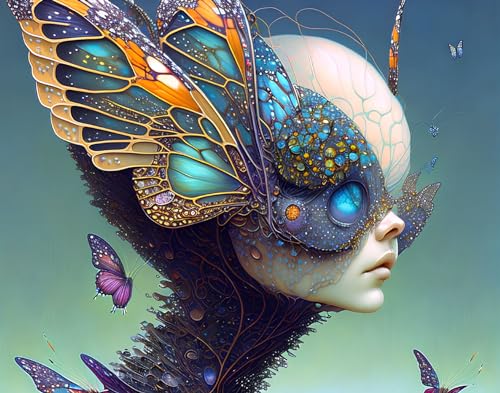 Affiches sur toile de papillons et portrait d'art mural cyborg 58 x 90 cm