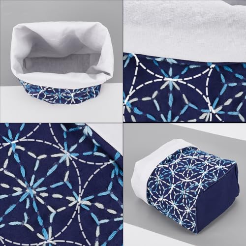 Image of FREEBLOSS 2 Set Sashiko Kit Mini Storage Basket Sashiko Storage Basket Bins Embroidery Kit for Beginners Hand Sewing Kit for Adults