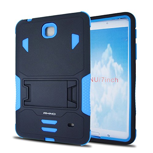 Samsung Galaxy Tab 4 7.0 case, iRhino Black-blue Heavy Duty rugged Hybrid Case