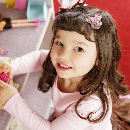 3 Pairs Glitter Mouse Ears Hair Clips for Baby Girls Toddler 1.5 Inch Hair Bows Barrettes Birthday Party Gift Hair Accessories - Image 7