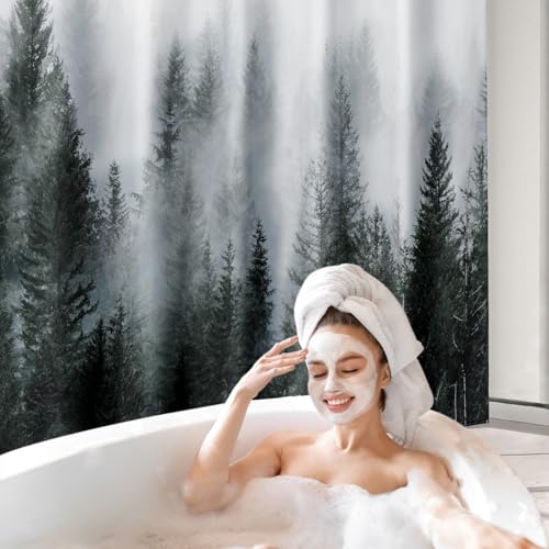 Ortigia YL-MW-1-2-CA Dark Green Misty Forest Shower Curtain thumb #8