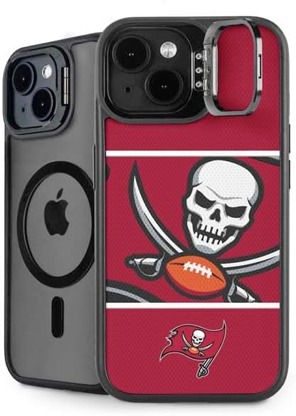 Skinit Kickstand Phone Case Compatible with iPhone 15 - Officially Licensed NFL Tampa Bay Buccaneers Retro Logo Design