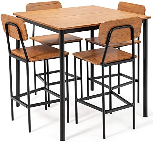 GIANTEX Ensemble Table à Manger Avec 4 Chaises, Table Cuisine