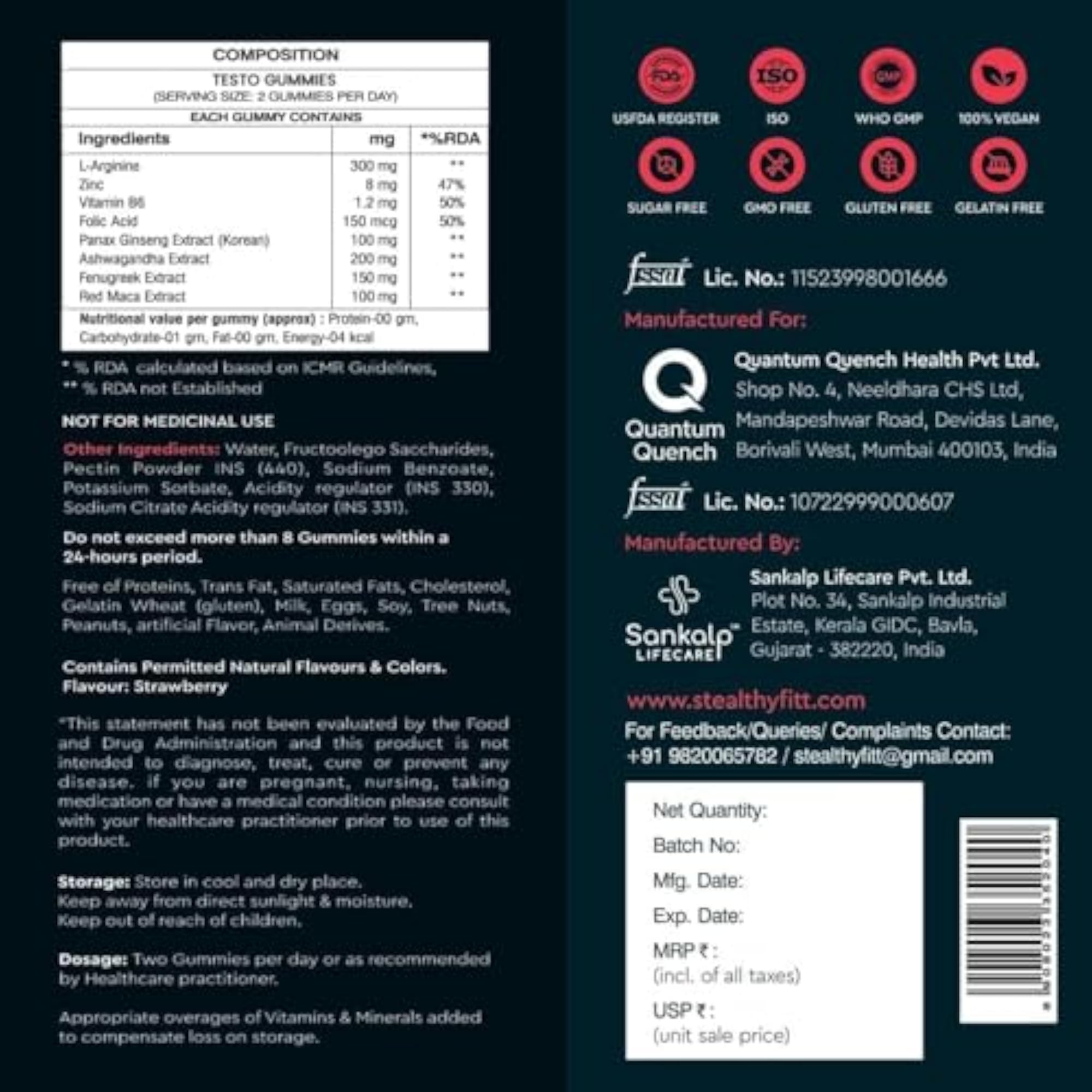 Stealthy Libido Booster Gummies, 60 Count