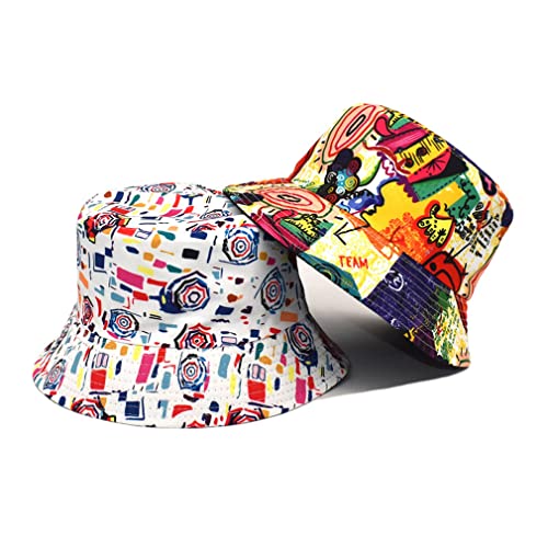 Funny Retro 80S 90S Graffiti Summer Unisex Print Reversible Bucket Hat,Fisherman Outdoor Travel Hiking Beach Cap #TOP5